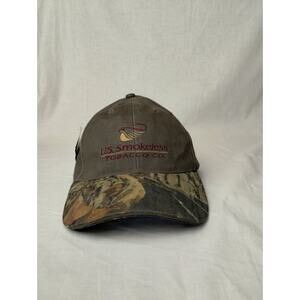 US Smokeless Tabacco Co Hat Cap Adult Mossy Oak Strapback Camo Green NEW